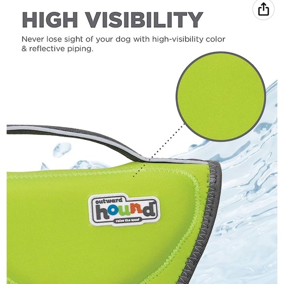 🎉2x Host pick 🎉Outward Hound Dawson Swim Green Dog Life Jacket,NWT - Picture 7 of 8